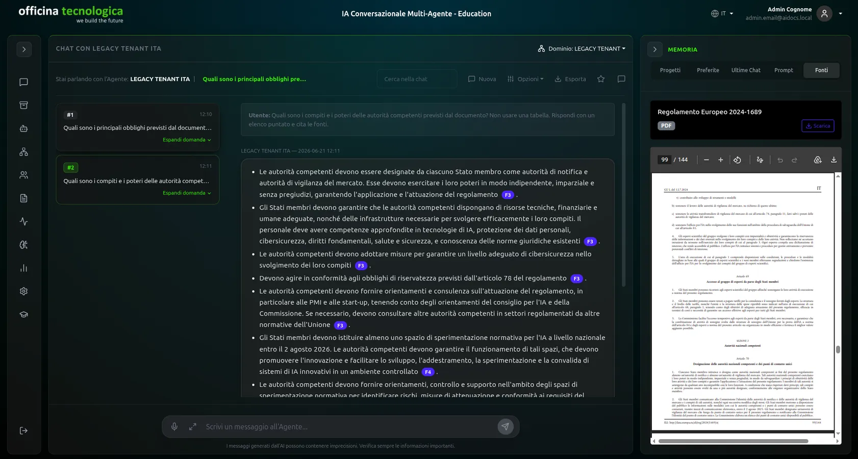 Interfaz AIDOCS mostrando respuesta, citas de fuentes y visualización del documento original